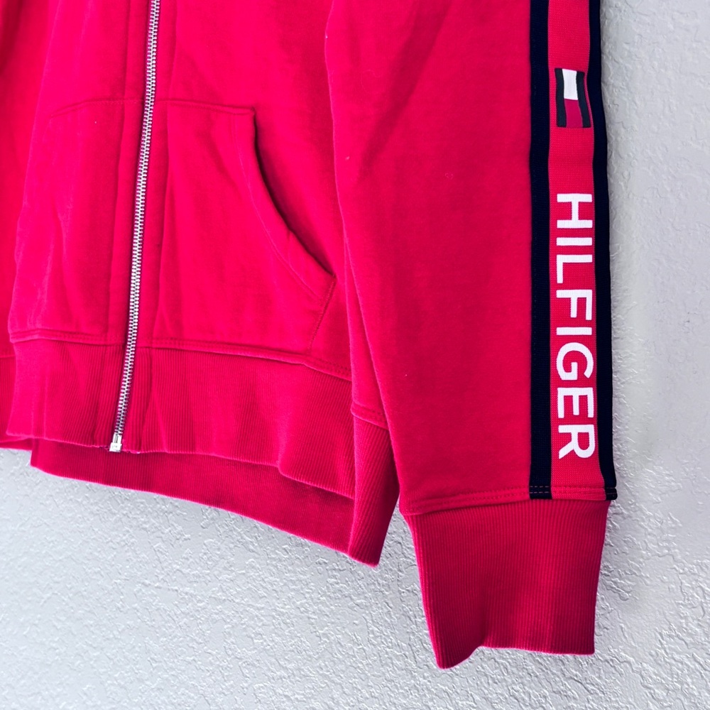 Streetwear casual Tommy Hilfiger Men’s Red Full zip up Hoodie with Logo XL - Picture 6 of 12